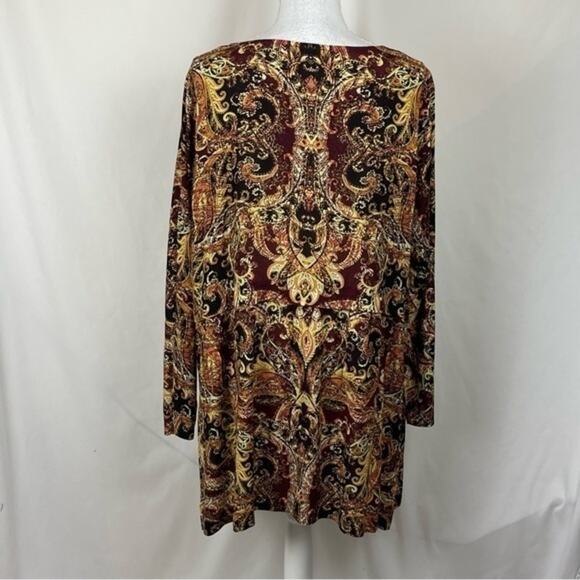 J Jill Paisley Black Brown Boho Forest Fairy Drop Waist Dress NWOT Size L - Picture 6 of 13
